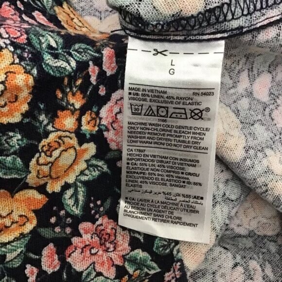 Linen blend 56% 𝅺Old Navy babydoll sun dress liberty floral flowers Smock Large - Picture 4 of 8
